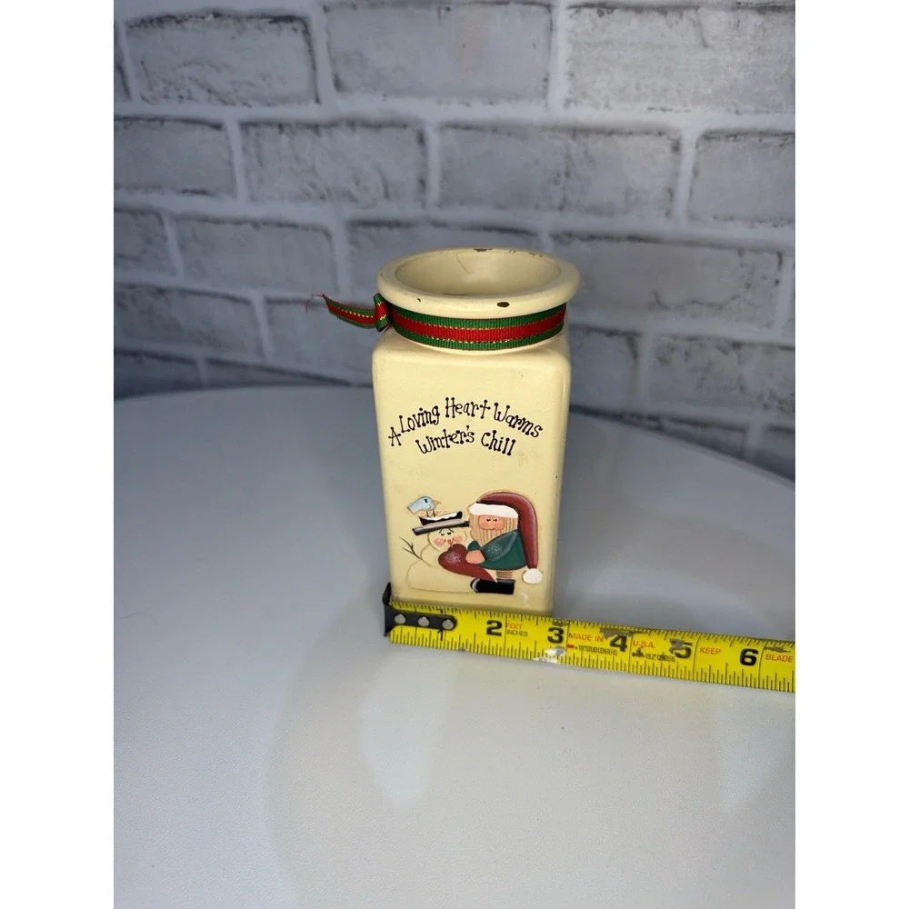 Vintage Primitive Christmas Ceramic Canister Snowman Santa Winter's‎ Chill 7